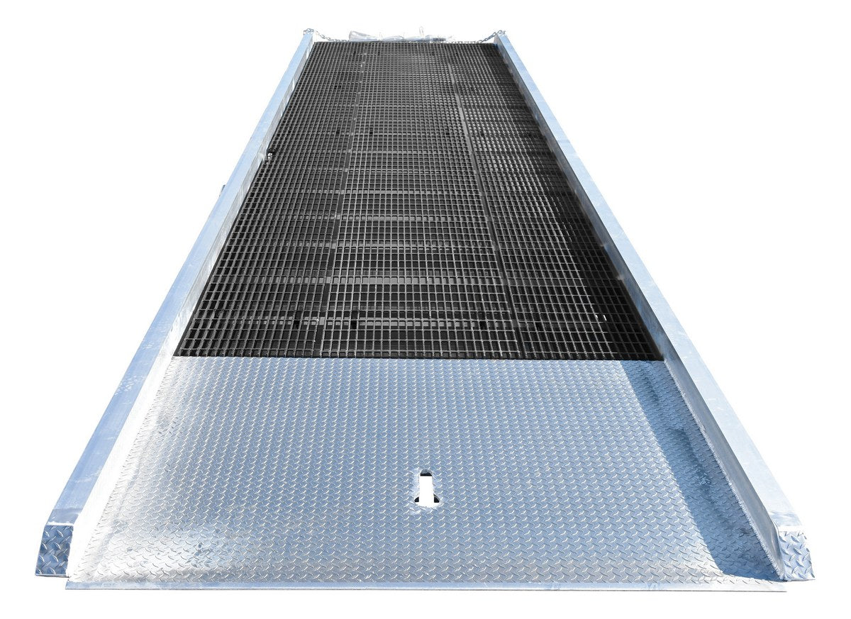 Vestil Aluminum/Steel Yard Ramp Grating 86 In. x 30 Ft. 16,000 Lb. Capacity Silver