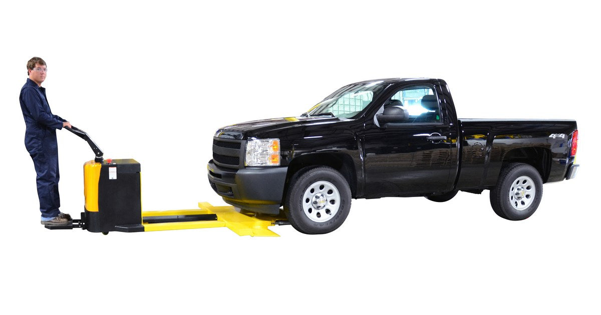 Vestil Steel Electric Car Mover 104-3/4 In. x 76-3/4 In. x 54-1/2 In. 7500 Lb. Capacity Yellow/Black