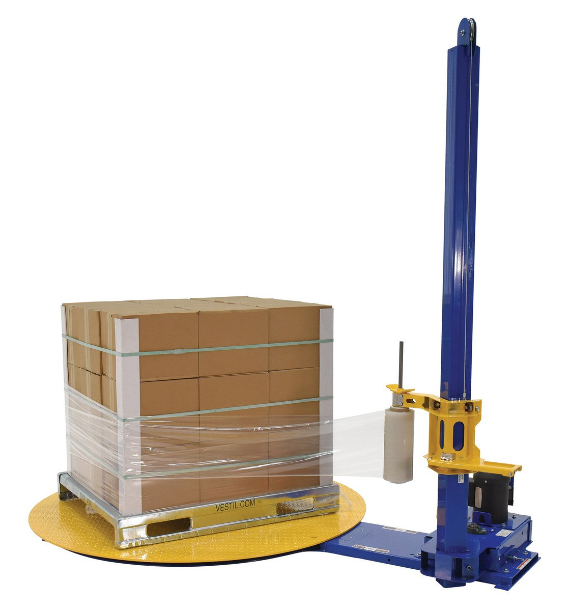 Vestil Semi-Automatic Stretch Wrapper 70 In. Turntable Diameter 4,000 Lb. Capacity Blue / Yellow