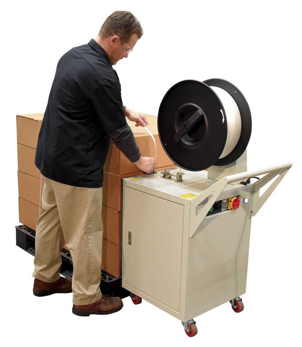 Vestil Semi Automatic Pallet Probe Strapping Machine 23 In. x 31-1/2 In. x 55 In. 175 Lb. Maximum Tension White