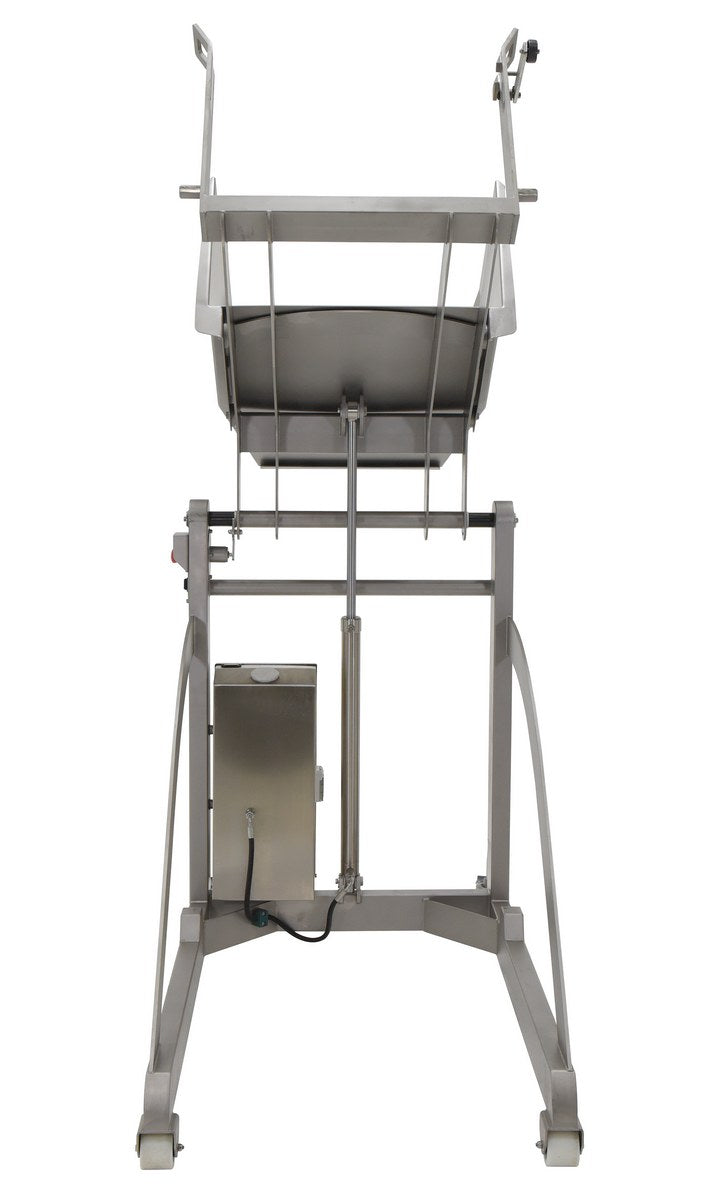 Vestil 304L Stainless Steel DC Powered Bin Dumper 12 Volt 660 Lb. Capacity Silver