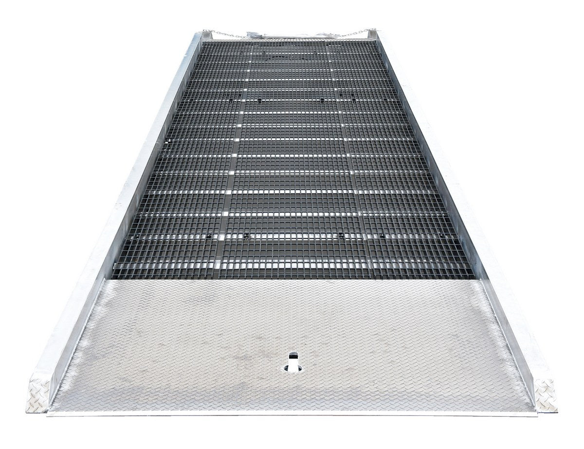 Vestil Aluminum/Steel Yard Ramp Grating 86 In. x 36 Ft. 16,000 Lb. Capacity Silver