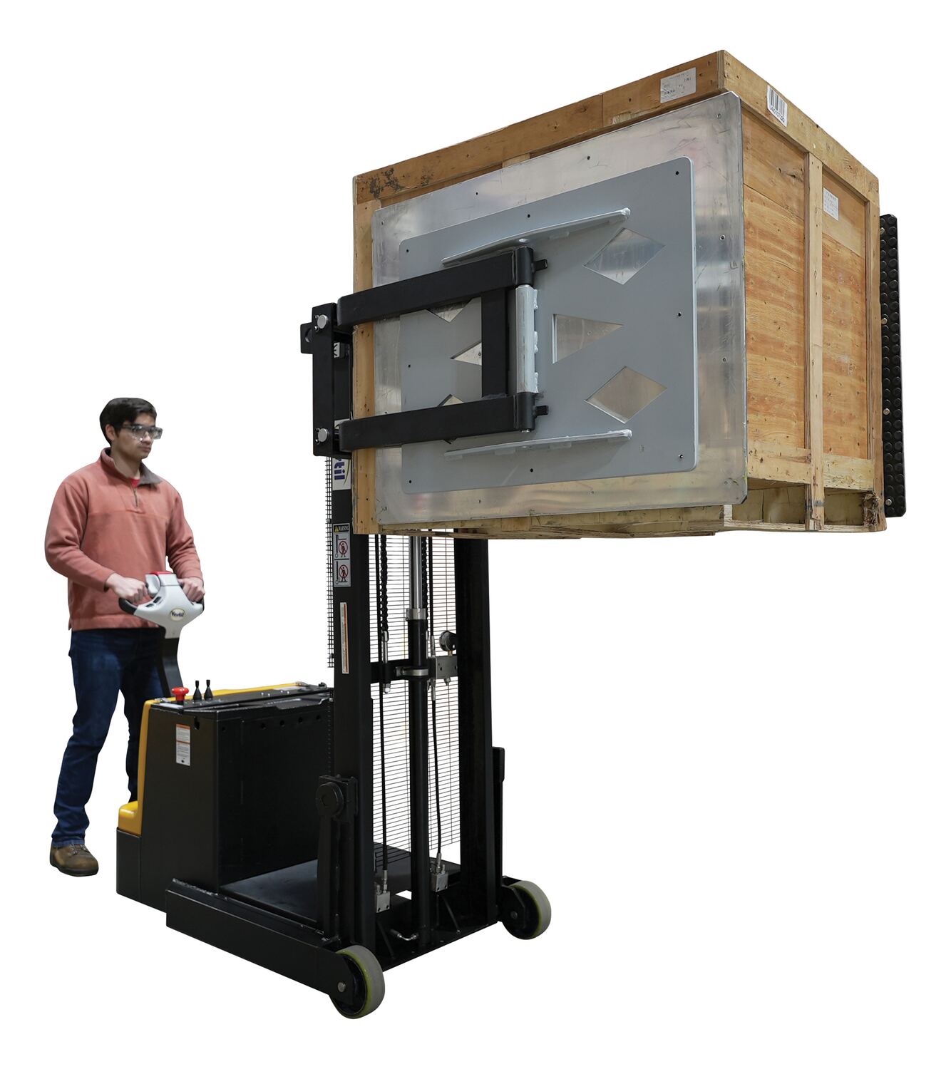 Vestil Counter Balanced Powered 23 In. - 41 In. Bale Clamp Lifter 800 Lb. Capacity Black/Yellow