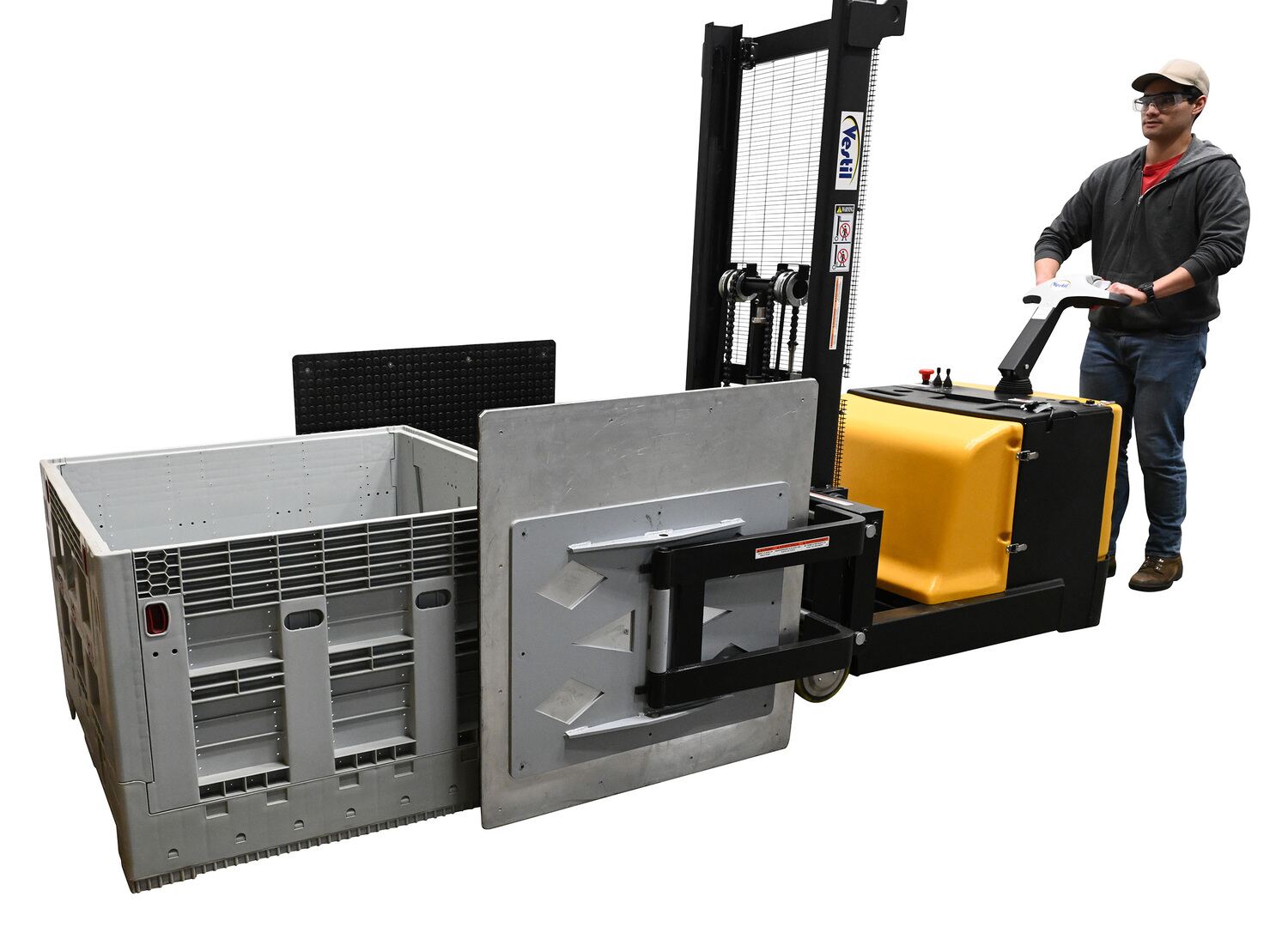 Vestil Counter Balanced Powered 27 In. - 51 In. Bale Clamp Lifter 800 Lb. Capacity Black/Yellow