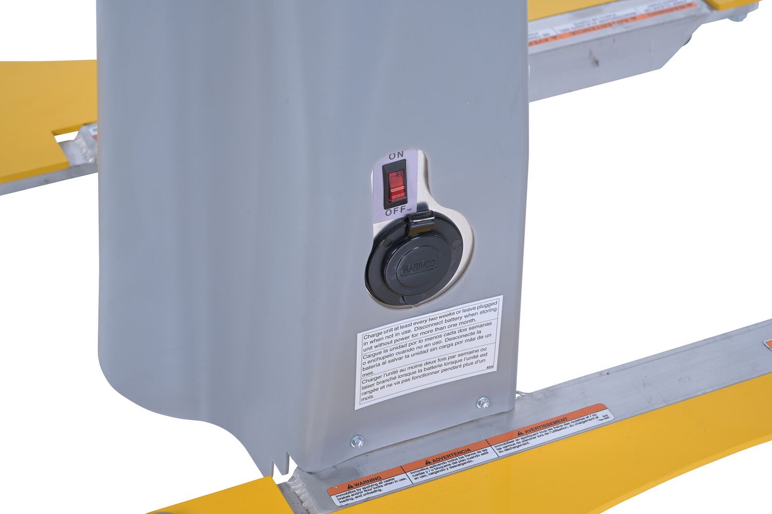 Vestil Quick Lift DC Powered Pallet Stretch Wrap Machine 88 In. Maximum Wrap Length Yellow