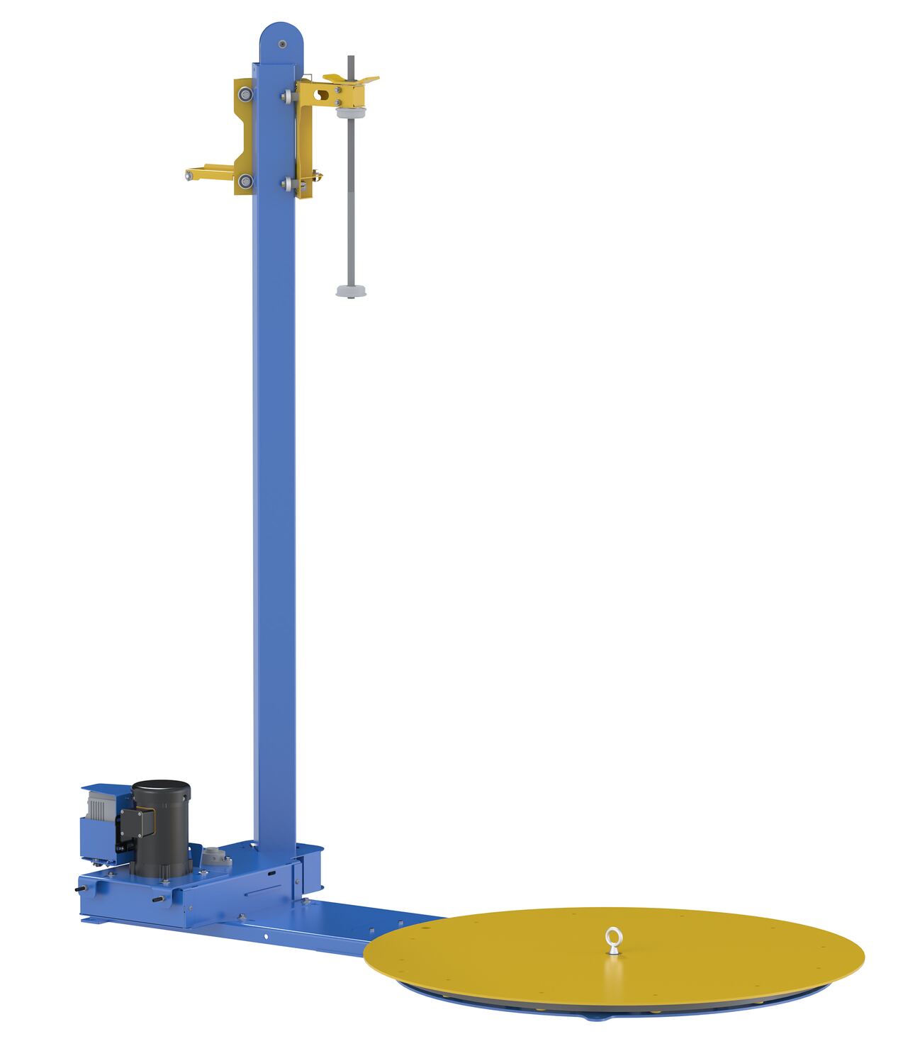 blue and yellow stretch wrap machine