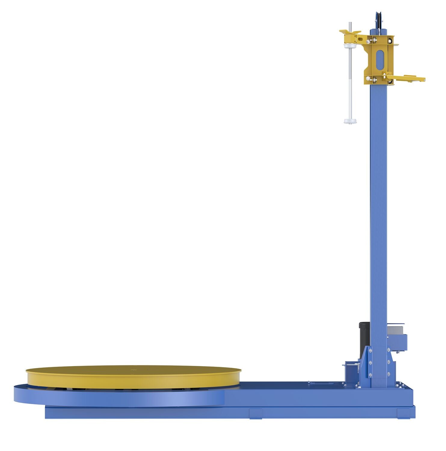 blue and yellow stretch wrap machine