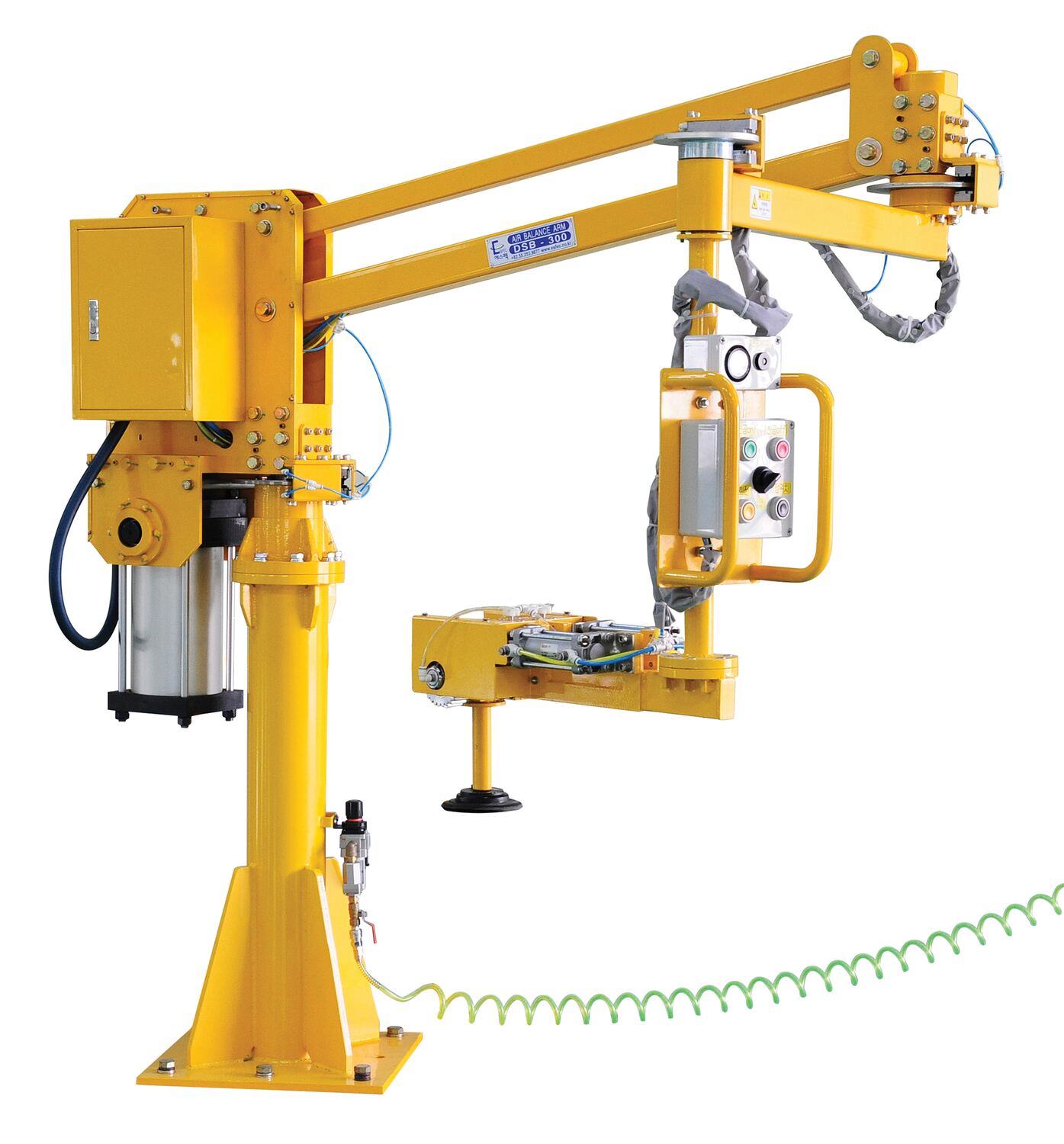 Vestil Steel Air Balance Jib Lifter Floor Mounted Maximum Arm Length 78-1/4 In. 250 Lb. Capacity Yellow