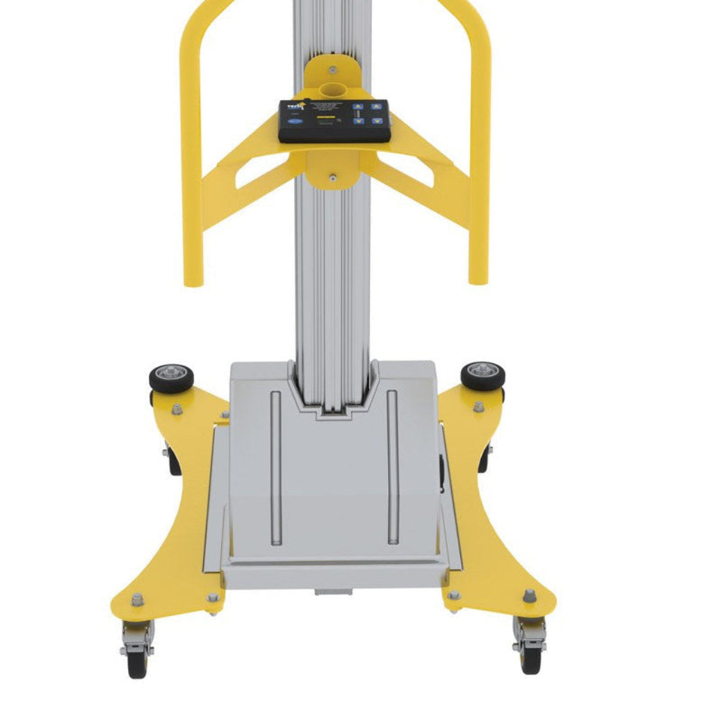 Vestil Aluminum Quick Lift DC Powered Pallet Stretch Wrap Machine 72 In. Maximum Wrap Length Yellow