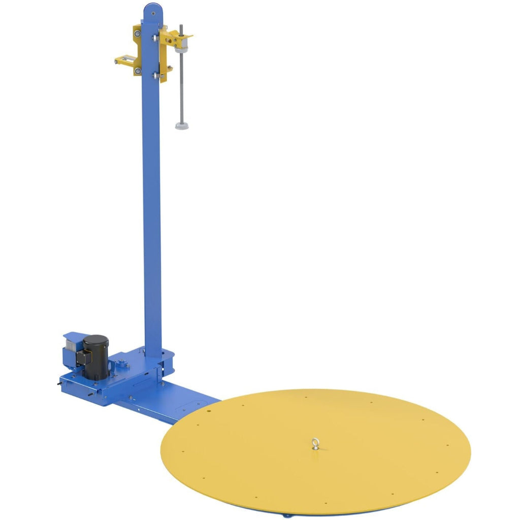 Vestil Steel Semi-Automatic Stretch Wrap Machine 70 In. Turntable Diameter 4,000 Lb. Capacity Blue / Yellow