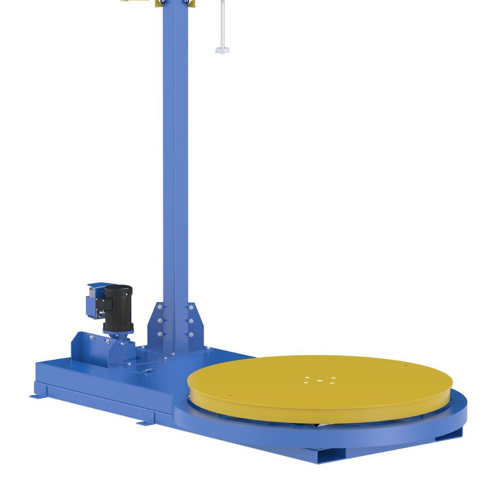 Vestil Steel Semi-Automatic Stretch Wrap Machine 54 In. Turntable Diameter 5,000 Lb. Capacity Blue / Yellow