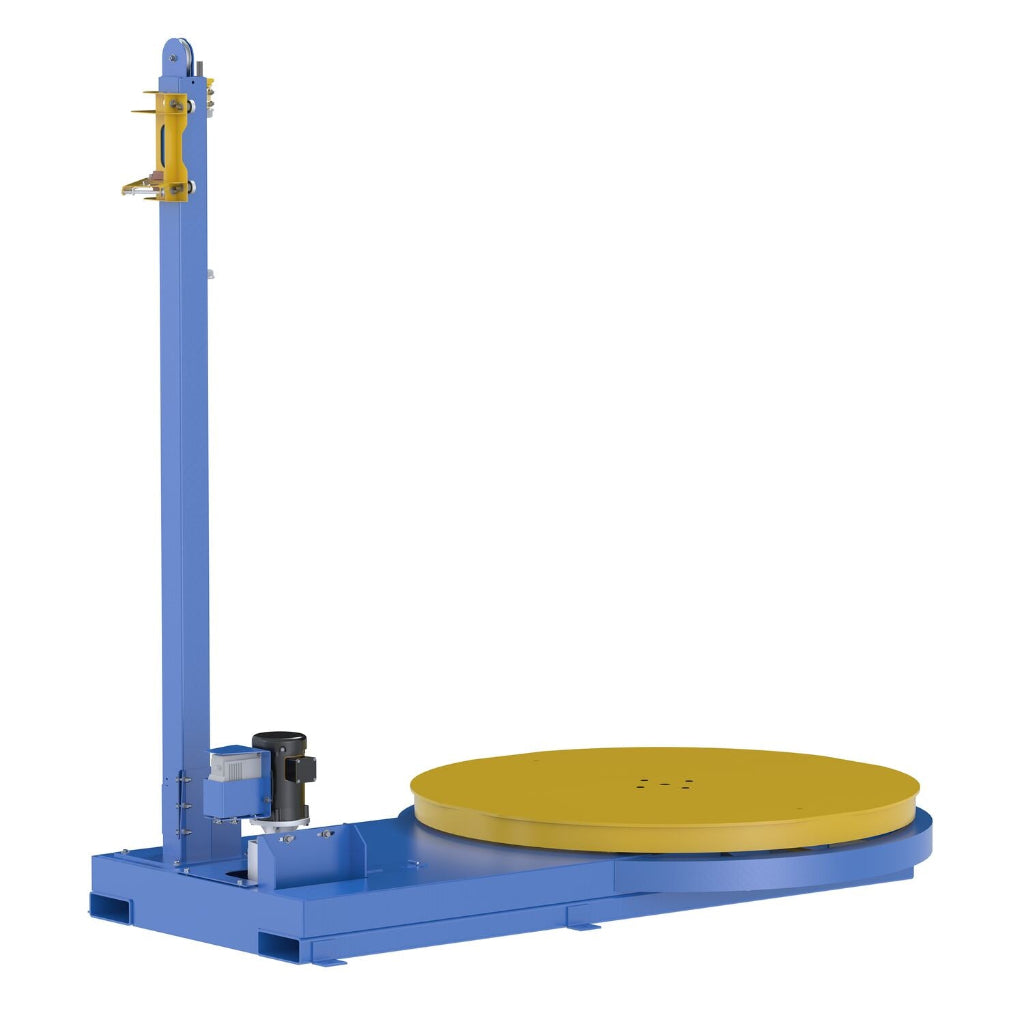 Vestil Steel Semi-Automatic Stretch Wrap Machine 60 In. Turntable Diameter 5,000 Lb. Capacity Blue / Yellow